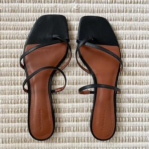 Reformation Flat Sandals Black Mari Bare Flat